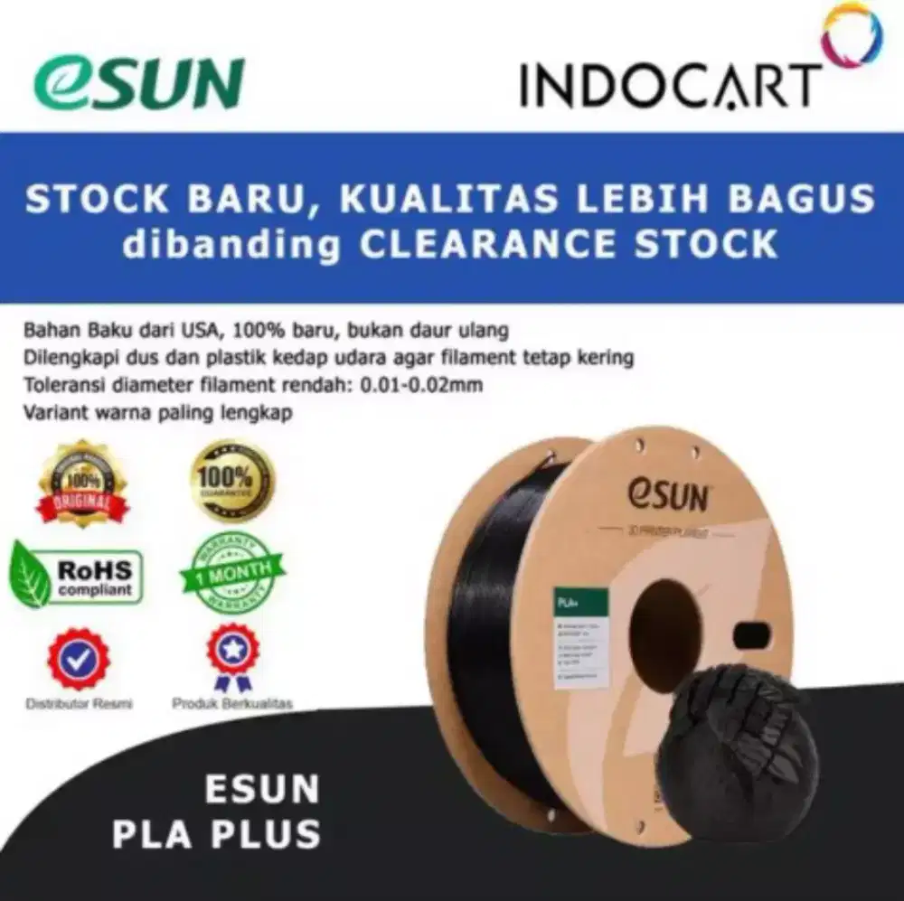 INDOCART Tinta Filament 3d Printer eSun PLA PLUS 1.75 mm 1kg
