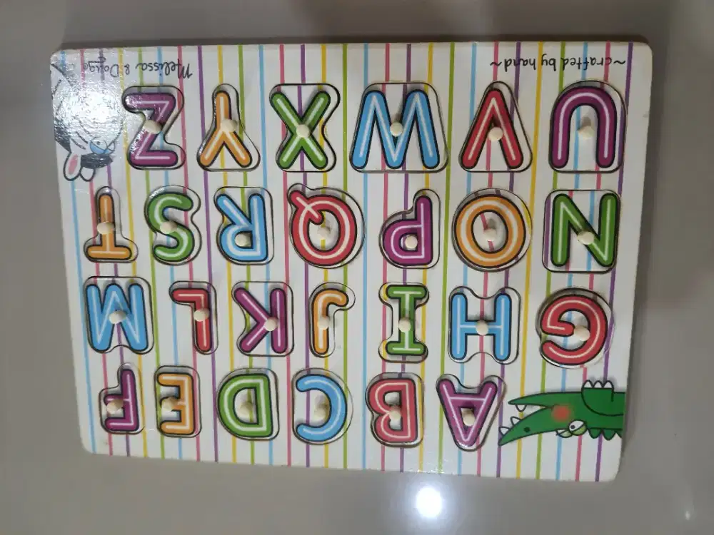 Mainan edukatif anak bahan kayu abjad