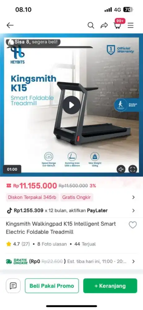 Treadmill Kingsmith Preloved