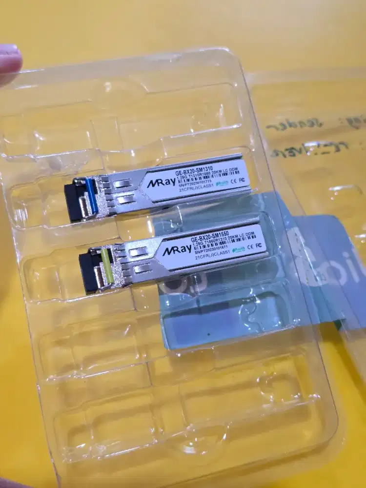 Mray 1 Pair SFP Single Mode 1GPSS 20KM LC Simplex BIDI Gigabit FO