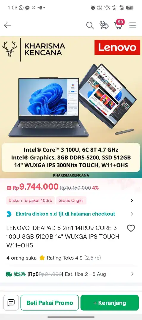 Lenovo Ideapad 5 2in1 14IRU9 8/256
