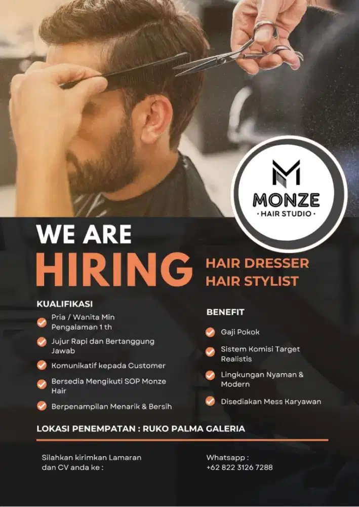 Dicari tukang potong rambut atau hairdresser di Surabaya