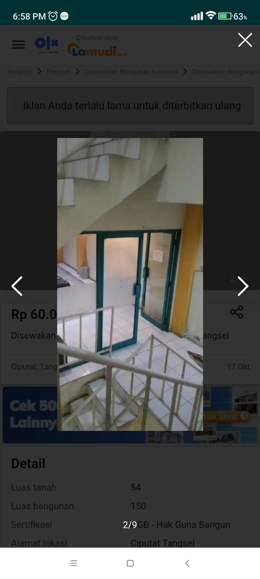 Dijual Ruko 3 Lt. di Ciputat Tangsel