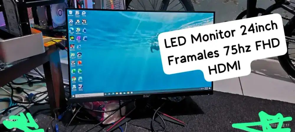 JUAL LIKENEW LED MONITOR ACER  24INCH FRAMALES BORDERLESS 100Hz IPS