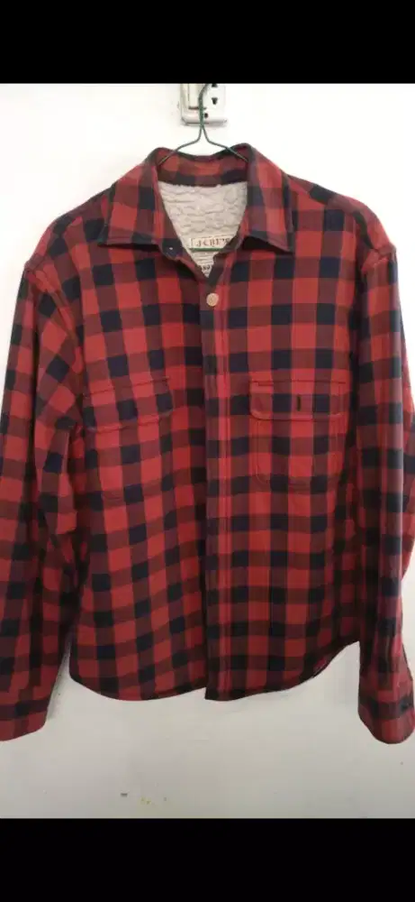 Flannel Jcrew bahan tebal lapis sherpa size L original kemeja flanel