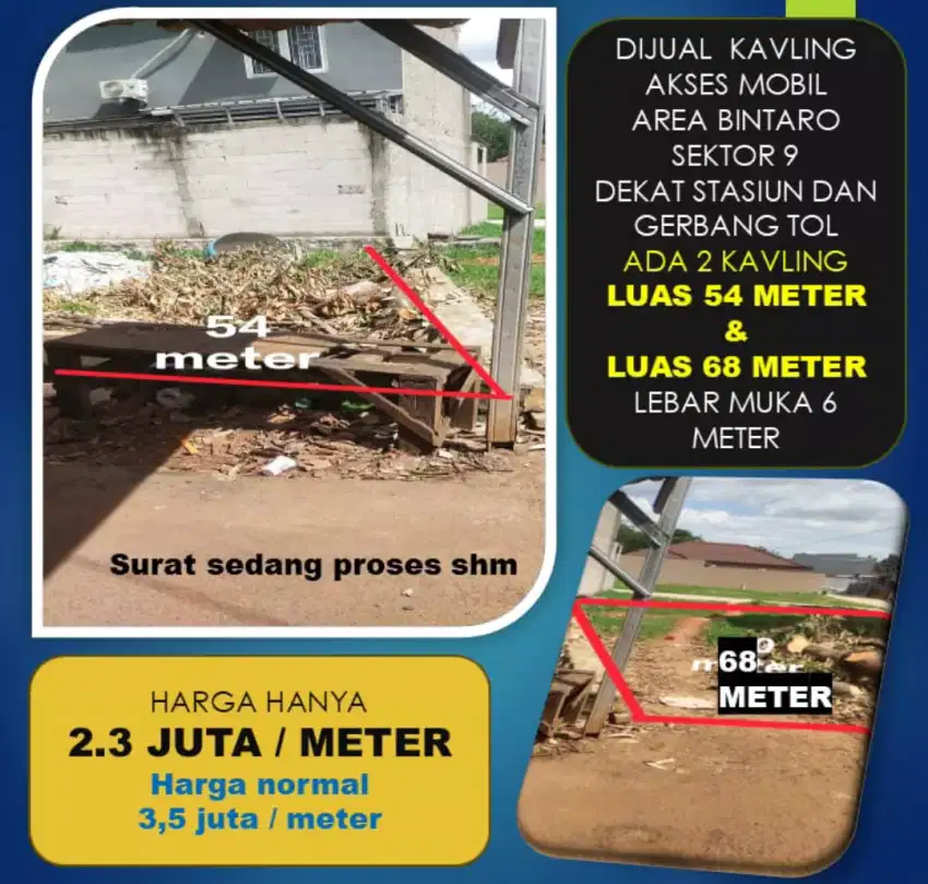 Kavling murah akses mobil dibintaro sektor 9