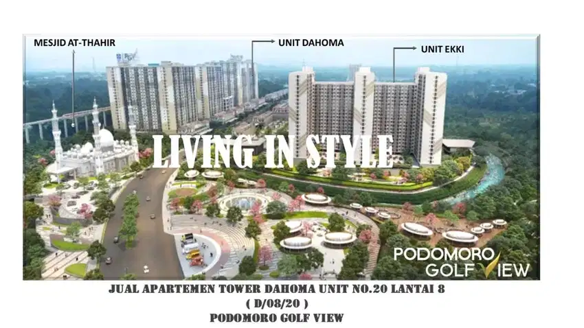 JUAL APARTEMEN TOWER DAHOMA UNIT NO.20 LANTAI 8  ( Luas: 28.97)