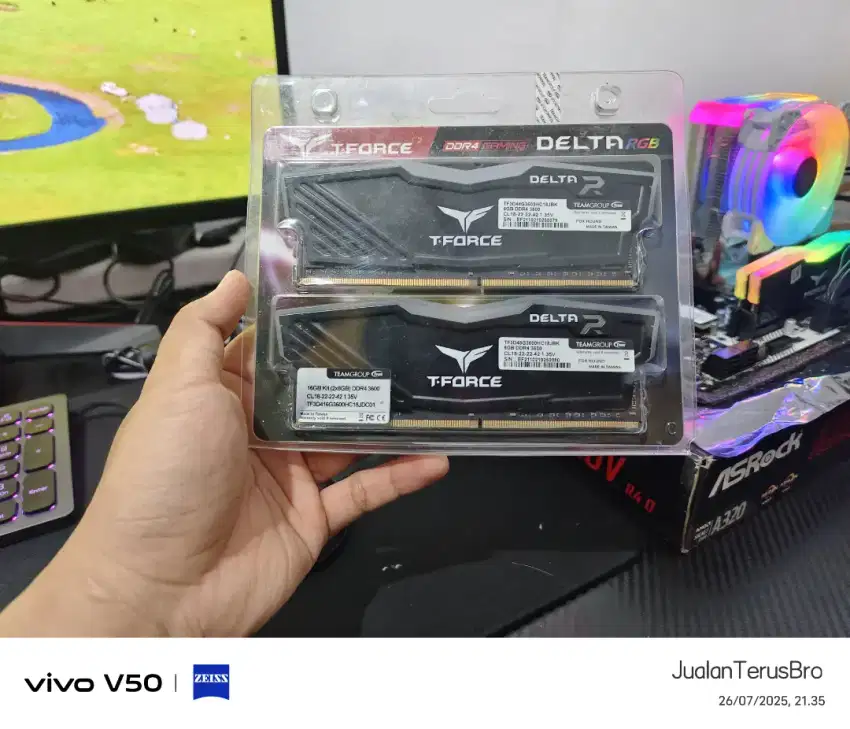 MEMORY RAM TEAM TFORCE RGB 16GB (2X8GB) DDR4 3600MHz