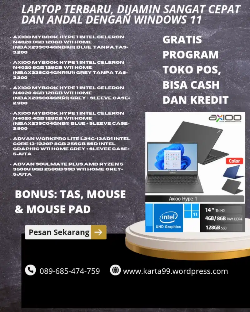 Laptop terbaru, harga terjangkau, dijamin sangat cepat dan andal