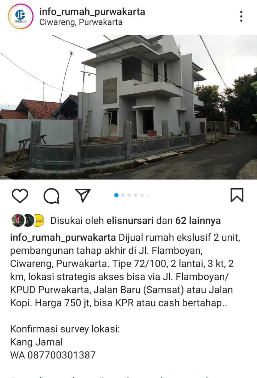 Dijual Rumah Ekslusif 2 Lantai di Ciwareng Kota Purwakarta