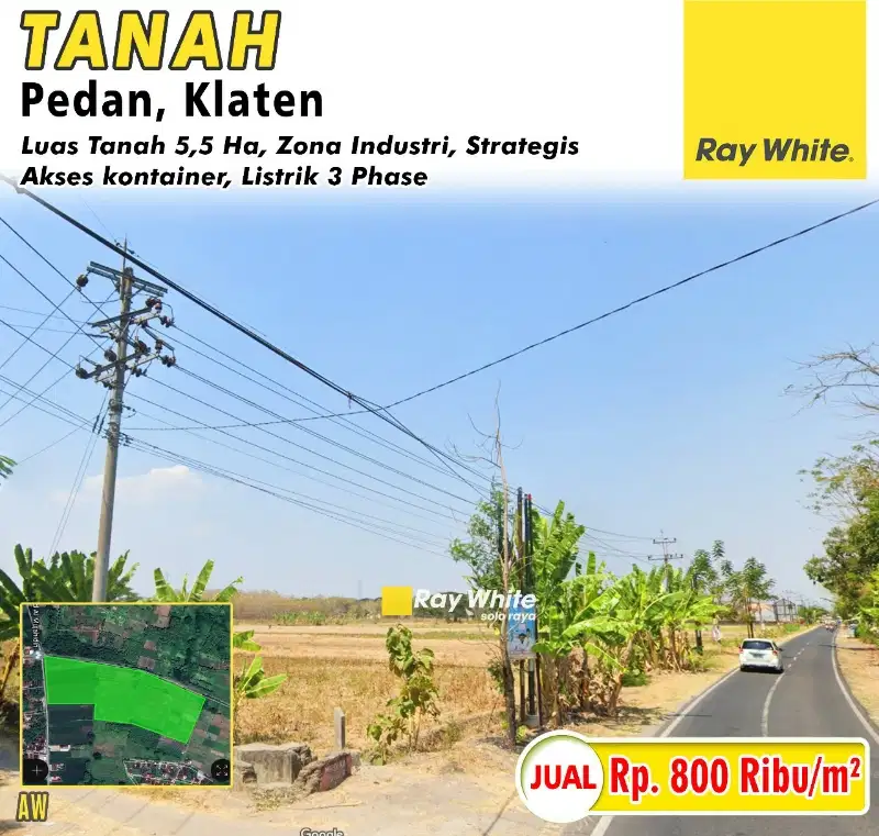 Tanah Dijual Zona Industri Klaten, Siap Bangun Harga Mapan Ijin Mudah