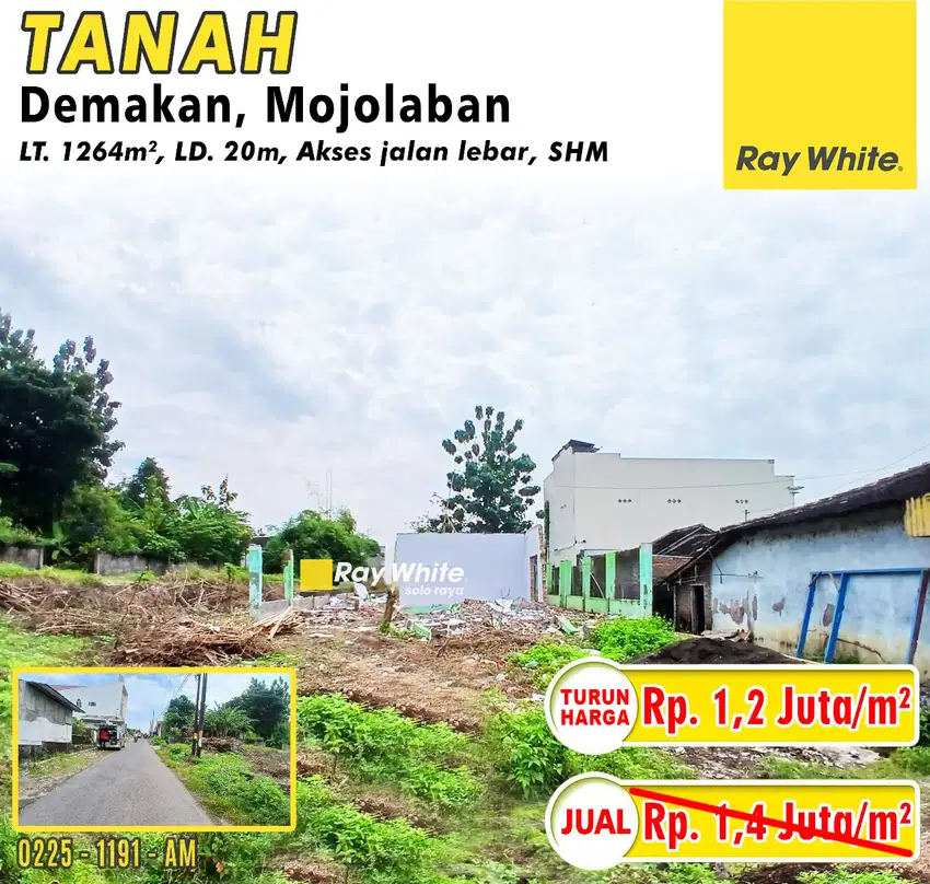Harga Turun! Tanah Dengan Akses Jalan Lebar di Demakan, Mojolaban, Skh