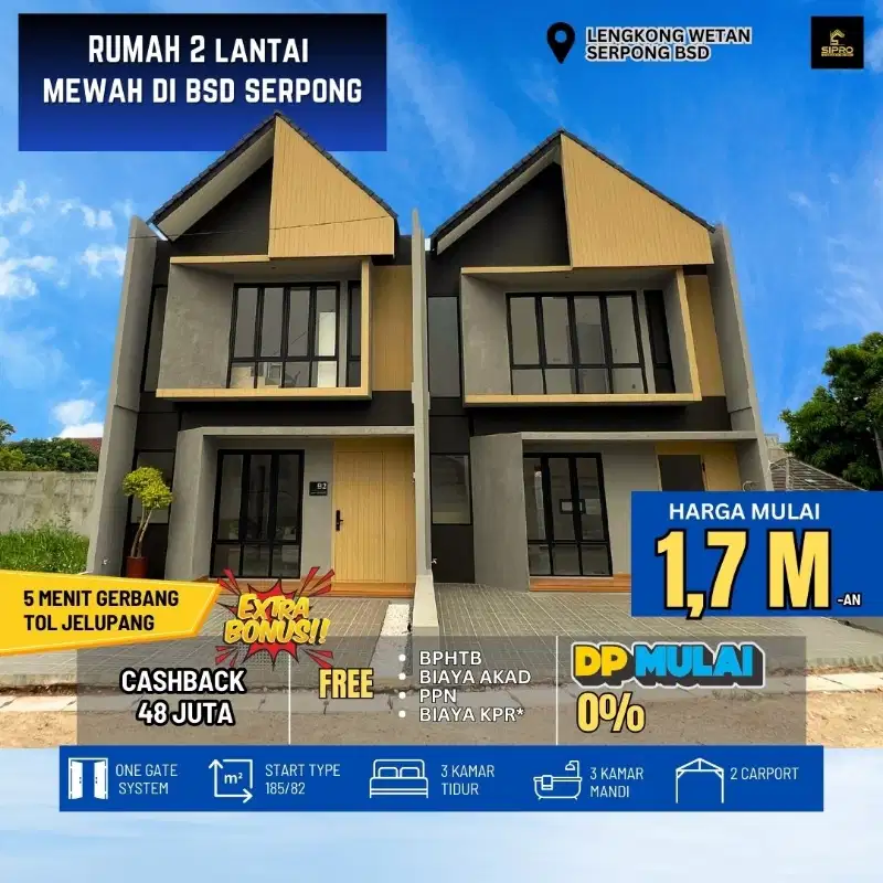 Rumah Mewah 2 Lt Siap Huni nempel BSD City Termurah dikelasnya