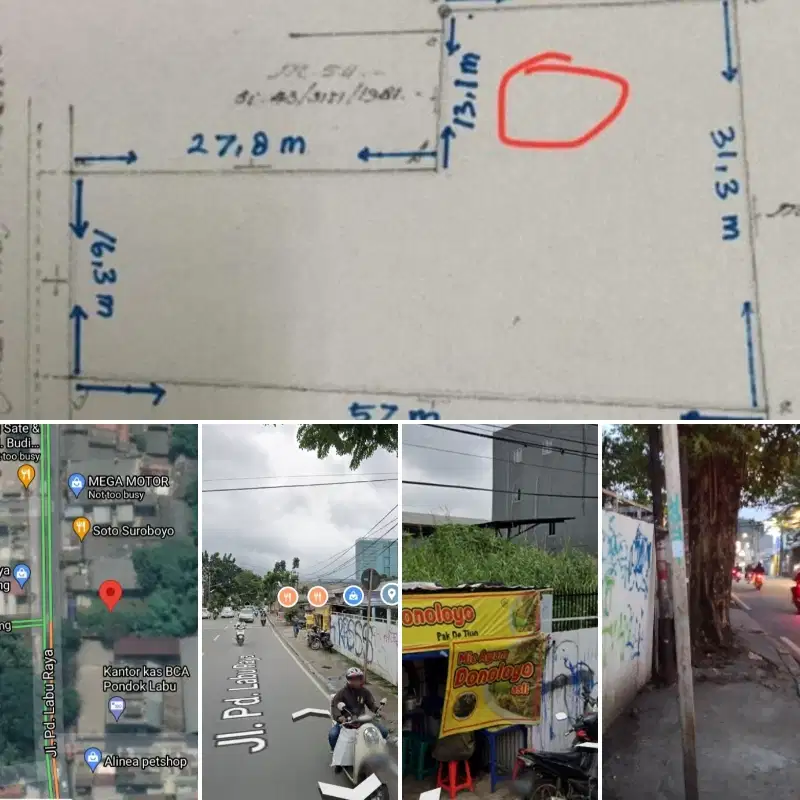 Jual Tanah 1230 m2 di Jl Raya Pondok Labu Jaksel