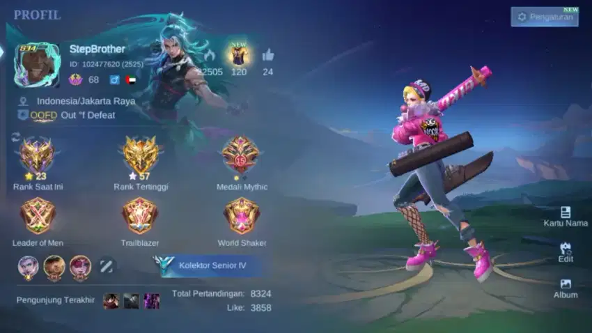 Jual Akun ML ex glory 50+ Harga bisa nego