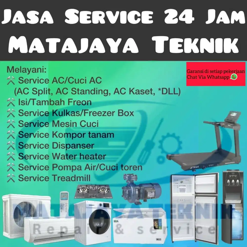 sevice ac bongkar pasang ac treadmil water heater mesin cuci kulkas