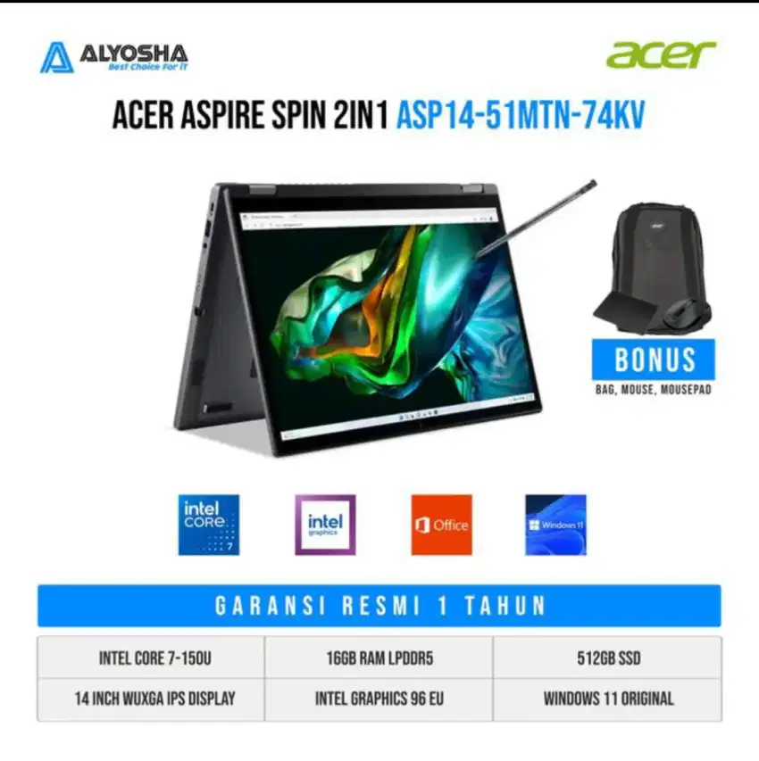Acer Aspire Spin

ASP14-51MTN-74KV Touch 2in1 core ultra 7