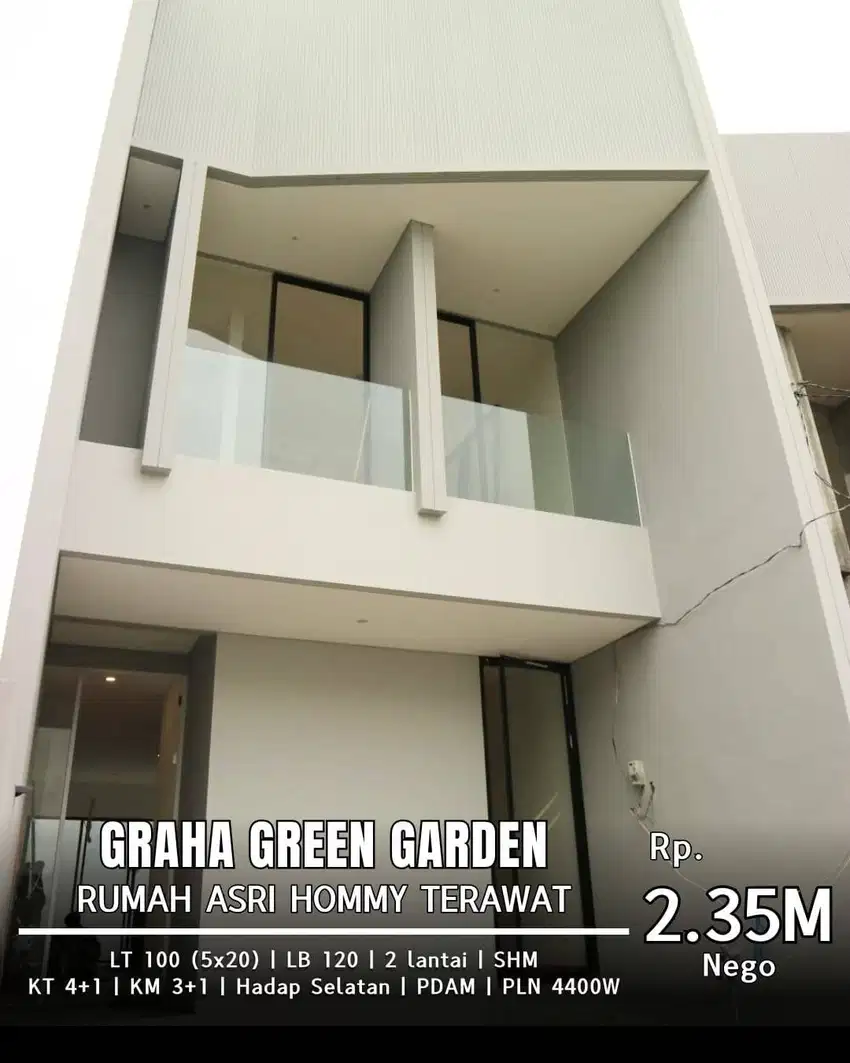 Dijual Rumah Baru Gress Modern Minimalis Graha Green Garden 2 Lantai
