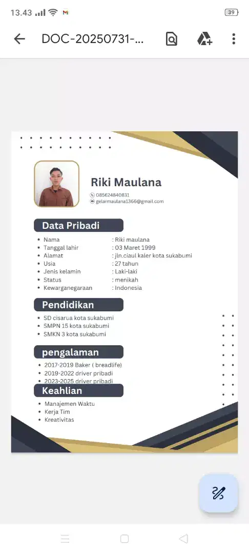 Info loker driver