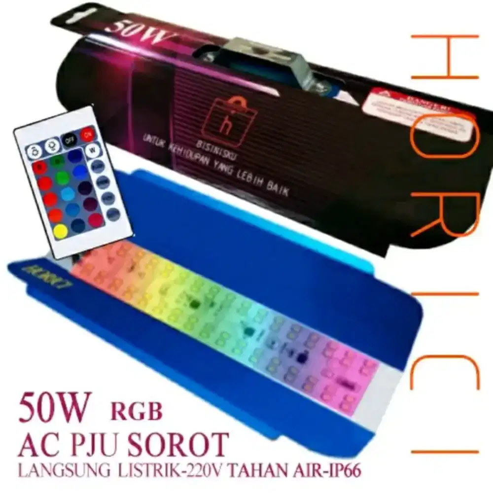 Lampu sorot LED 50watt RGB warna warni + remot