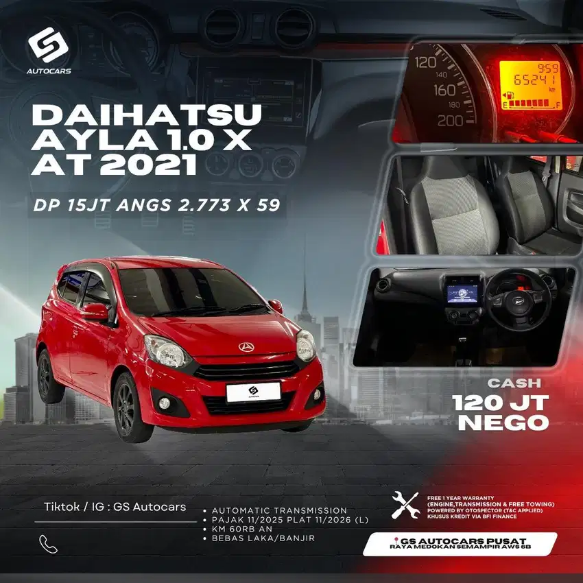 Dp 15jt angs 2.773 x 59 Daihatsu Ayla 1.0 X AT 2021