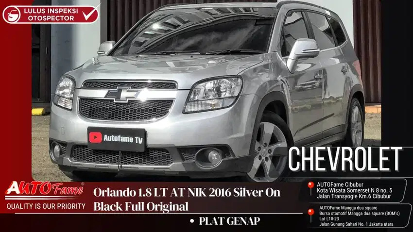 Chevrolet Orlando 1.8 LT AT NIK 2016 Silver On Black Full Original