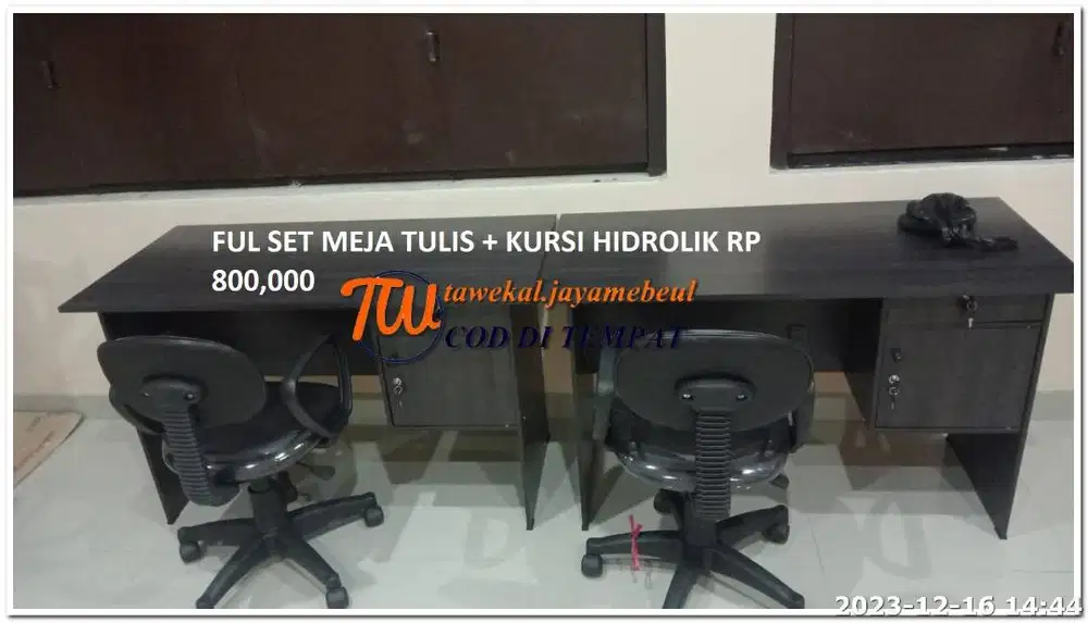 PAKET MEJA TULIS KANTOR MEJA TULIS MINIMALIS DAN KURSI HIDROLIK