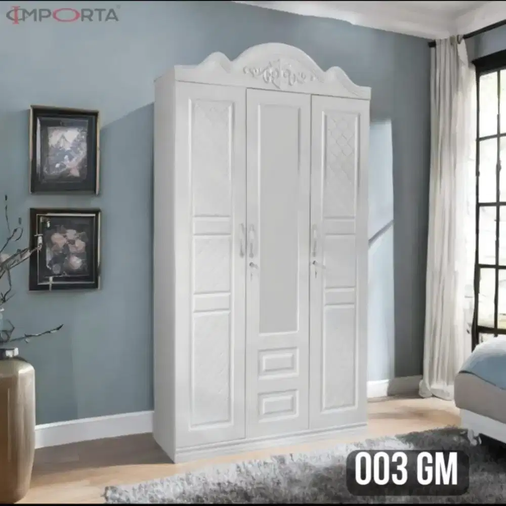Lemari Pakaian Classic 3pintu Cermin Full Besi