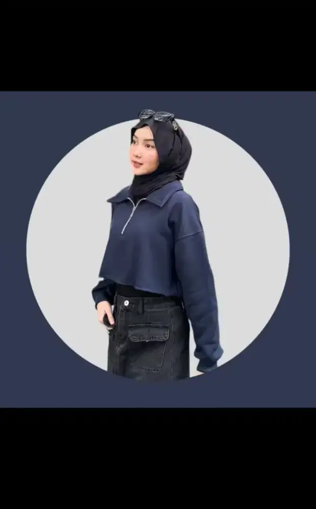 Zipper Crop Sweater Ripped Murah