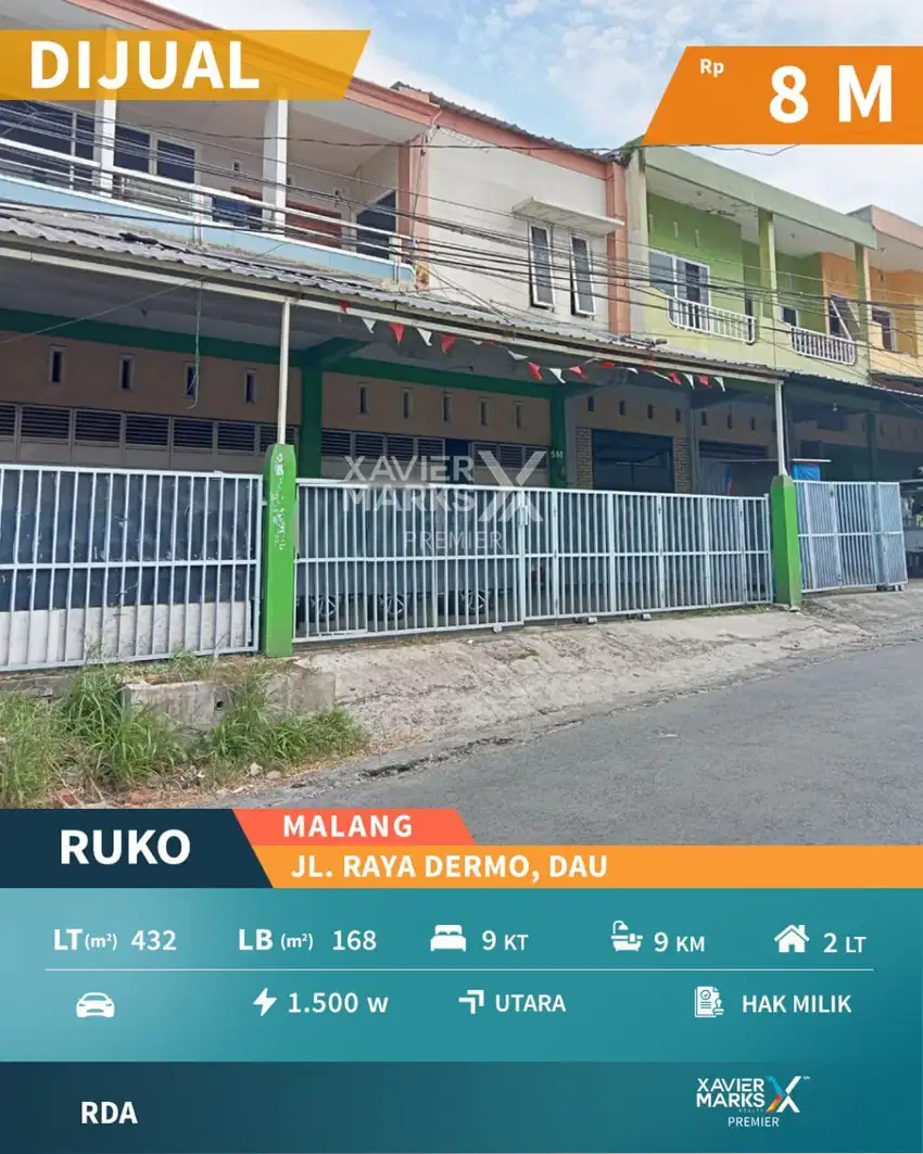 Dijual 3 Ruko Jejer 2 Lantai Strategis di Jl. Raya Dermo Dau Malang