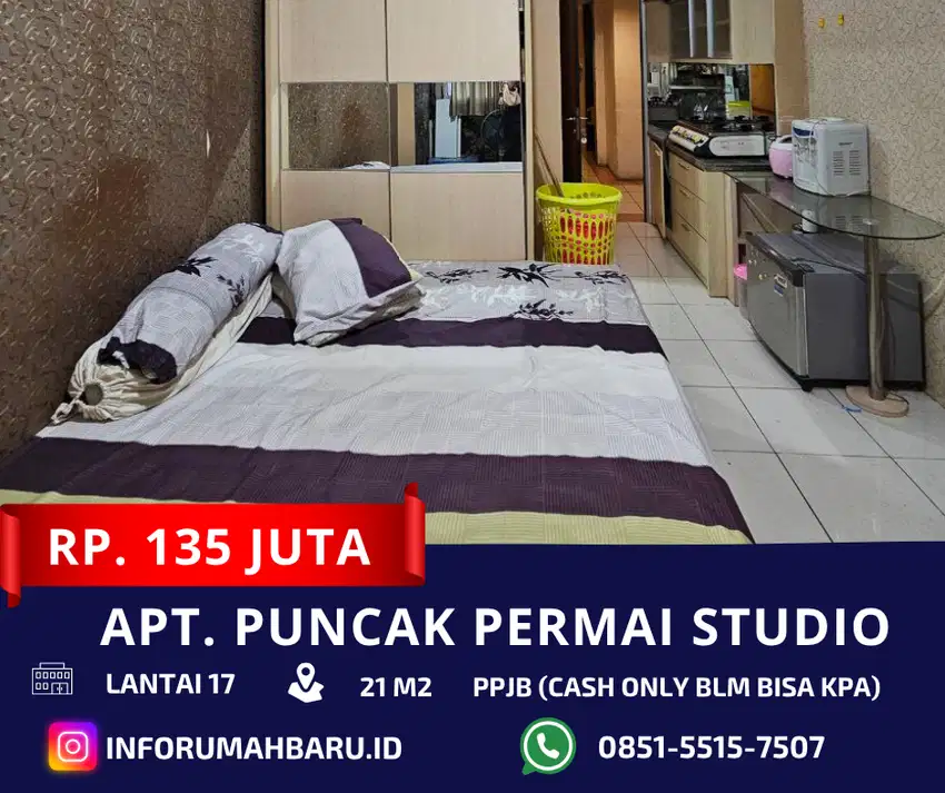 PUNCAK PERMAI Studio‼️ Apartemen Furnish dekat Pakuwon Mall