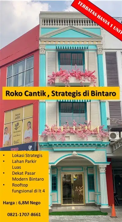 Ruko Cantik, Strategis di Bintaro, dekat pasar Modern