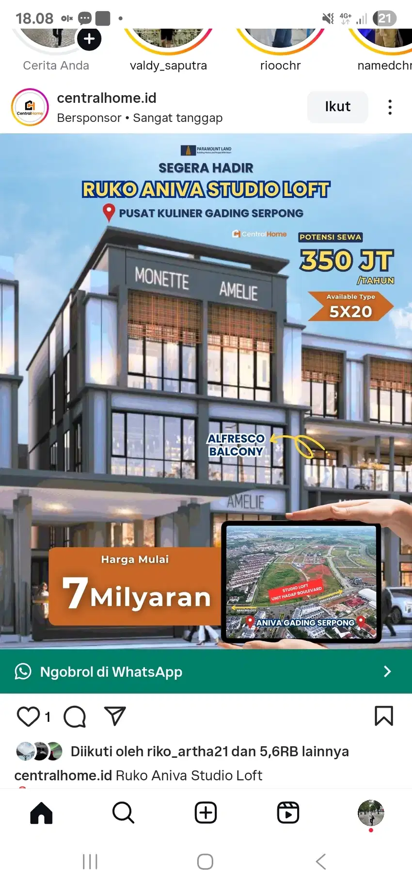 ANIVA STUDIO LOFT GADING SERPONG 6,9MAN LIMITED UNIT