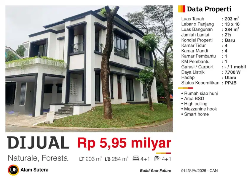 Dijual Rumah Modern Mezzanine Hoek Baru di Foresta Naturale BSD