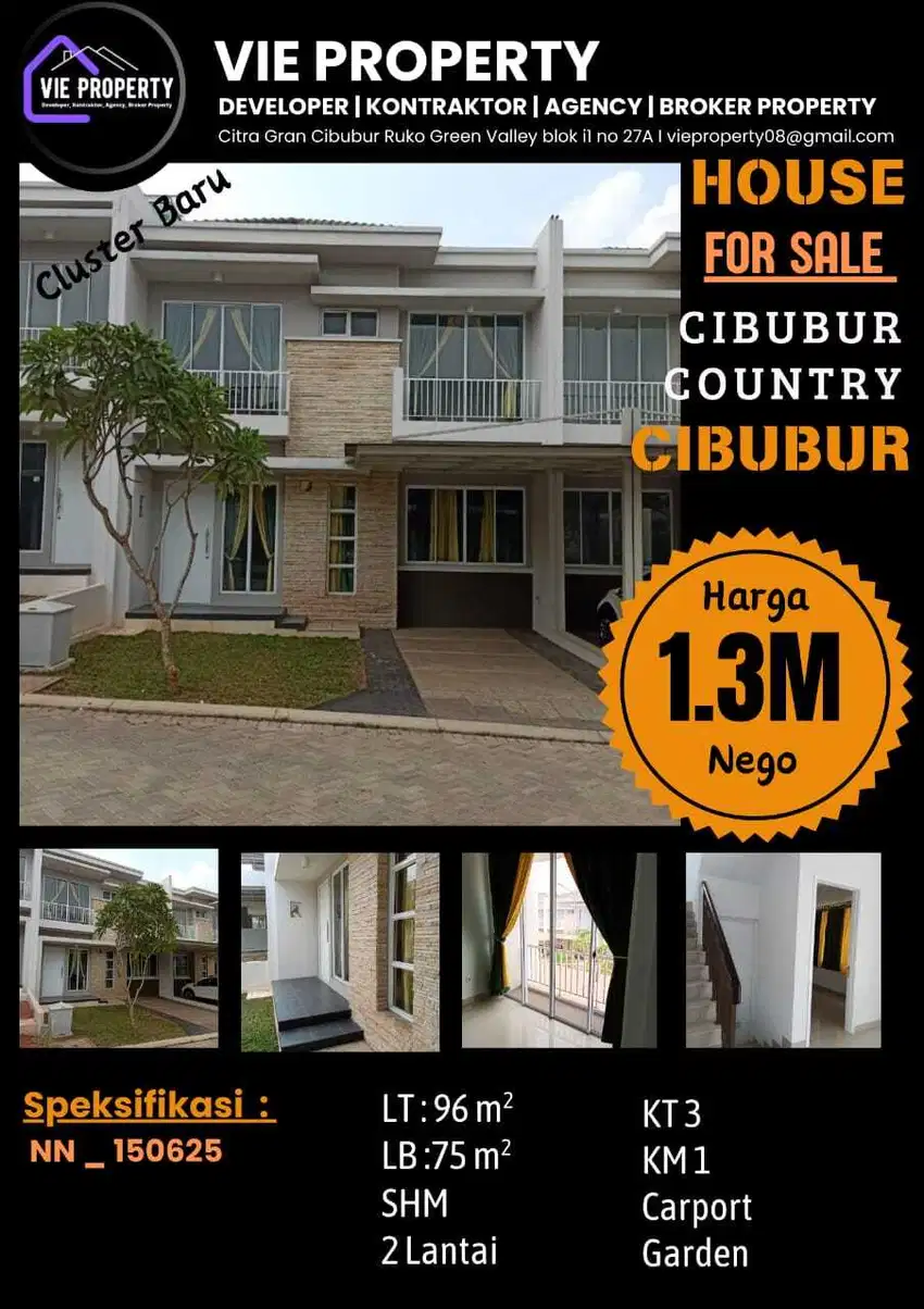 Jual Rumah Cantik Siap Huni Cluster Favorite . Cibubur Country Cikeas