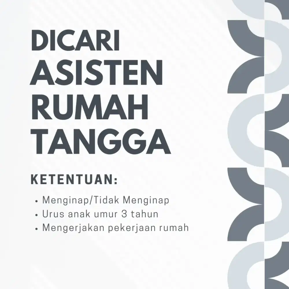 Dicari Asisten Rumah Tangga (ART)