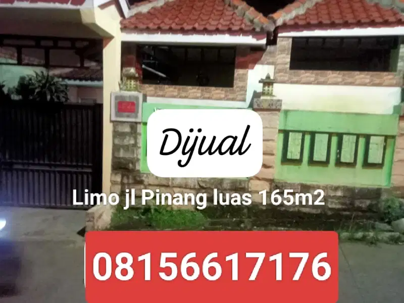 Jual Rumah Di Dekat pintu tol limo jl pinang dua luas 165m2::