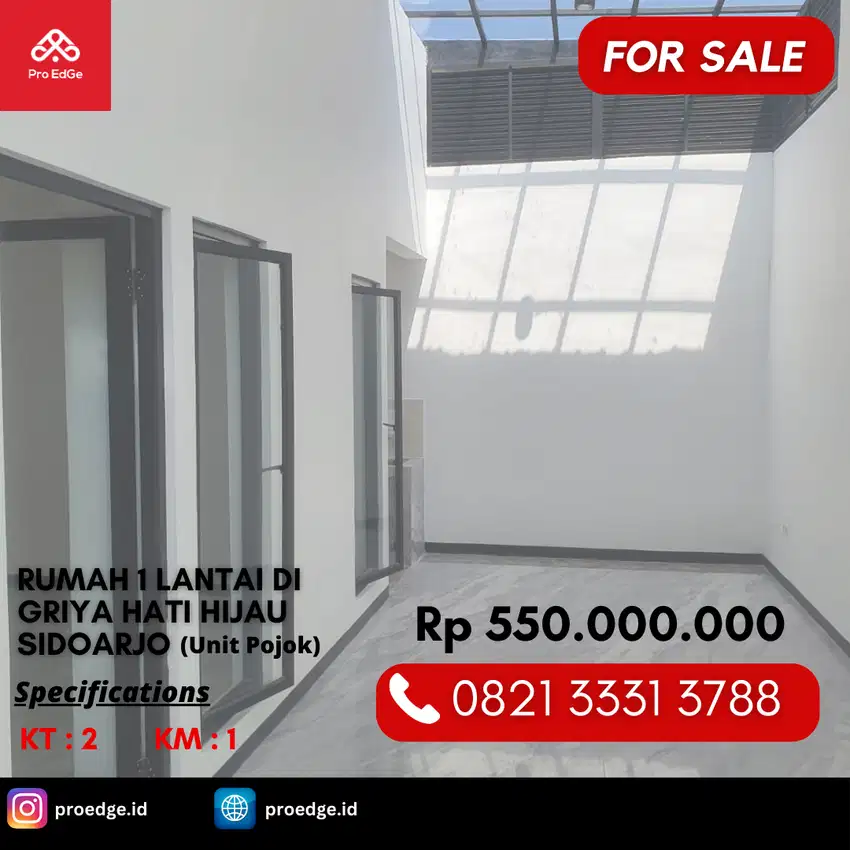 Rumah Baru 1 Lantai Murah di Griya Hati Hijau Candi Sidoarjo
