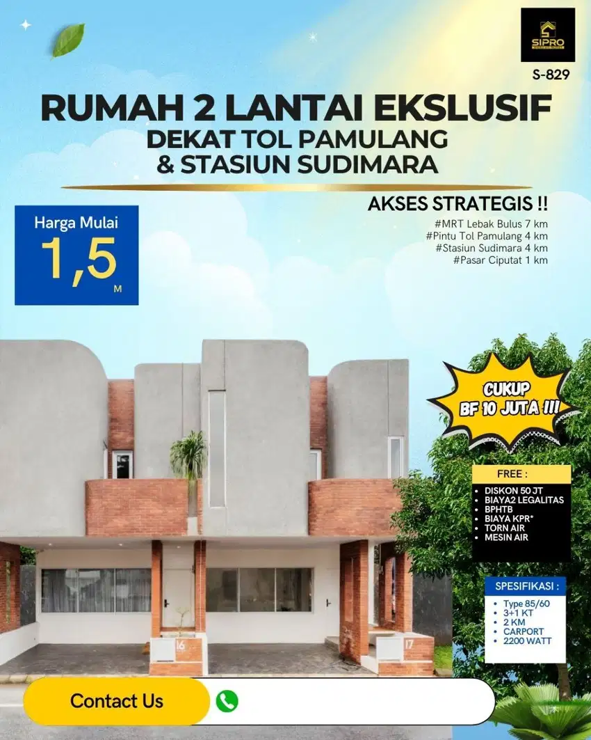 Rumah 2 lantai Estetik Modern dekat stasiun sudimara