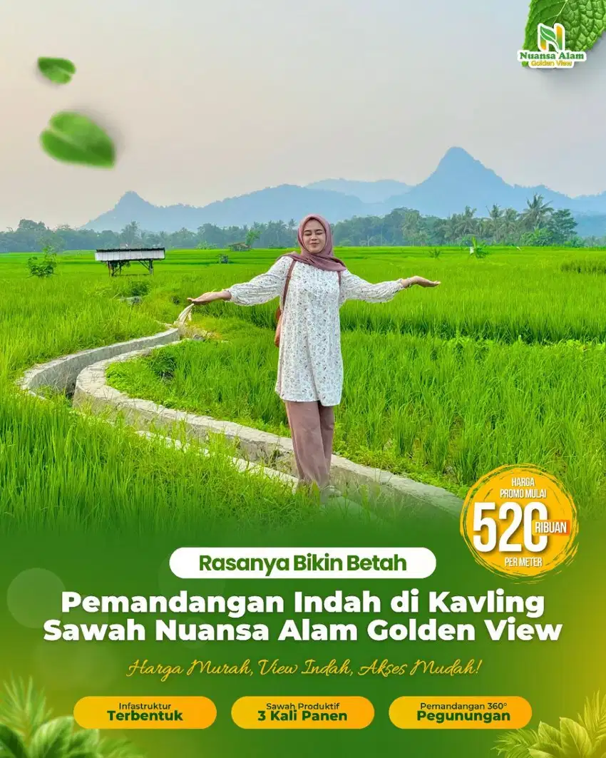 Jual Tanah Kavling SAWAH PRODUKTIF Panen Berlipat Untung Tanpa Repot