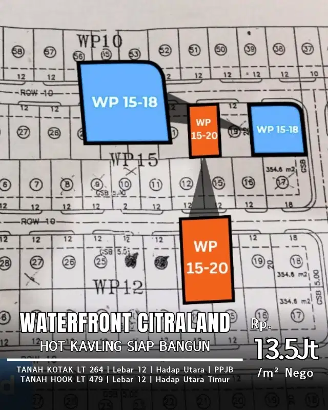 TERMURAH HOT LISTINGKavling Siap Bangun Waterfront WP 15 No.20
