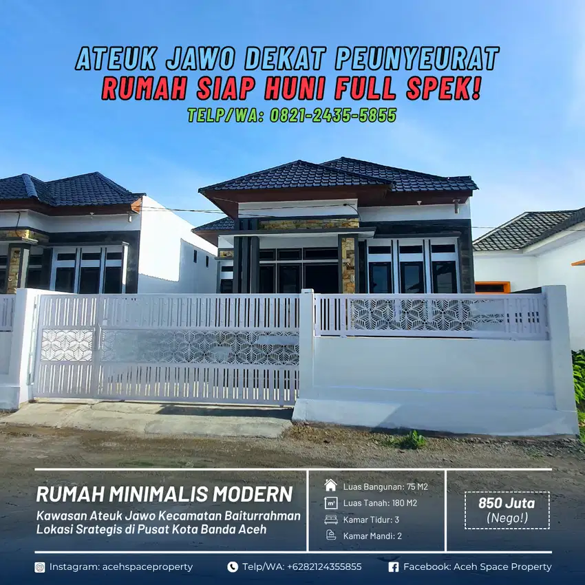 Dijual Rumah Siap Huni di Ateuk Jawo Dekat Jembatan Peunyeurat AMD