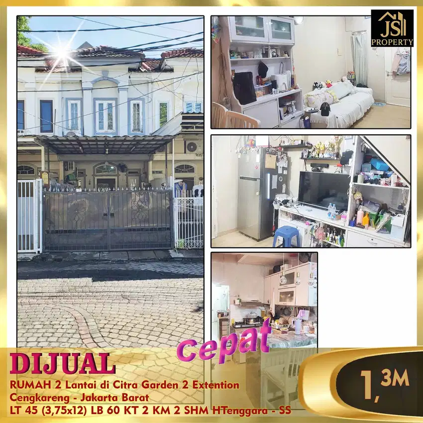 DIJUAL RUMAH 2 Lantai di Citra Garden 2 Cengkareng Jakarta Barat - SS