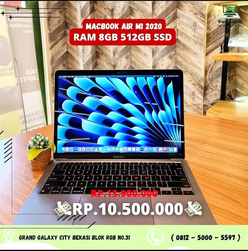 Macbook Air M1 RAM 8GB SSD 512GB SECOND BEKAS MULUS