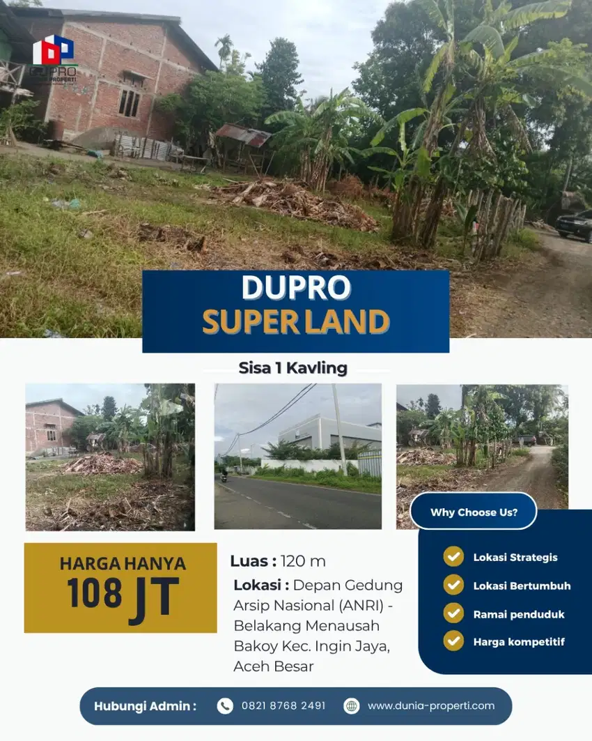Kavling 120m² Depan Gedung ANRI Ingin Jaya, Harga Hanya 108 Juta