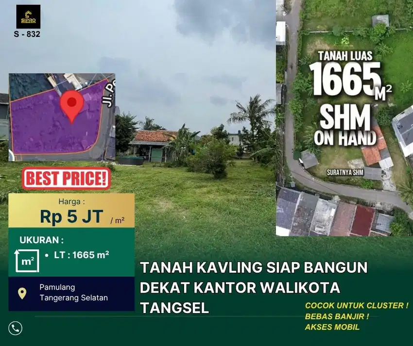 S832. Tanah Siap Bangun Cocok Cluster Strategis Permeter 5 Juta