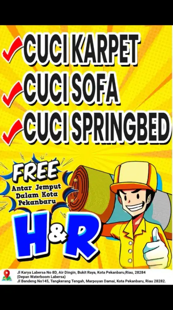 Cuci karpet,sofa dan springbed free antar jemput