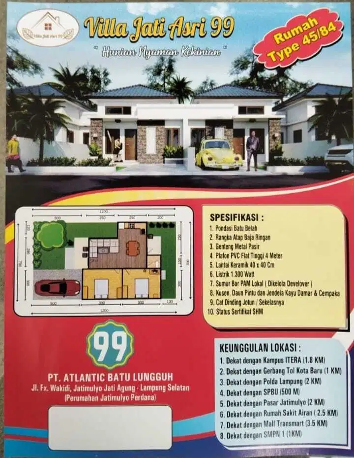 DI JUAL RUMAH MURAH MINIMALIS DI JATIMULYO LAMPUNG SELATAN