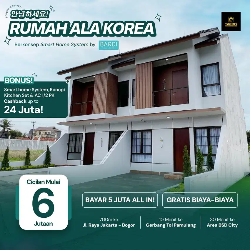 Rumah 2 lantai Estetik model korea dekat terminal Pondok cabe