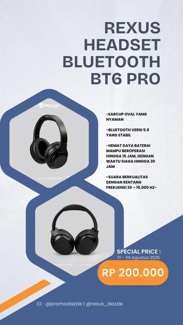 Headset Rexus BT6pro